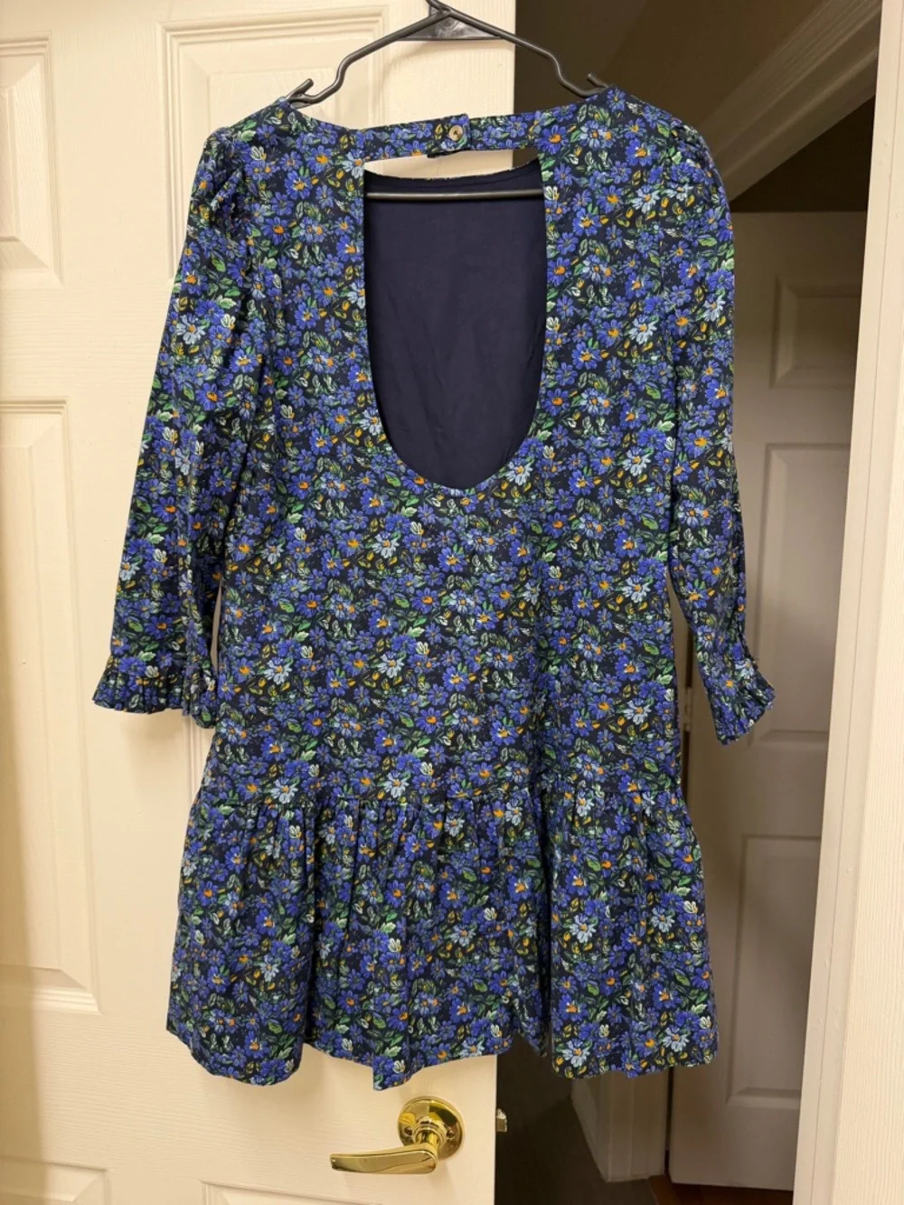 Free People The Avenue Blue Floral Mini Dress Size S
